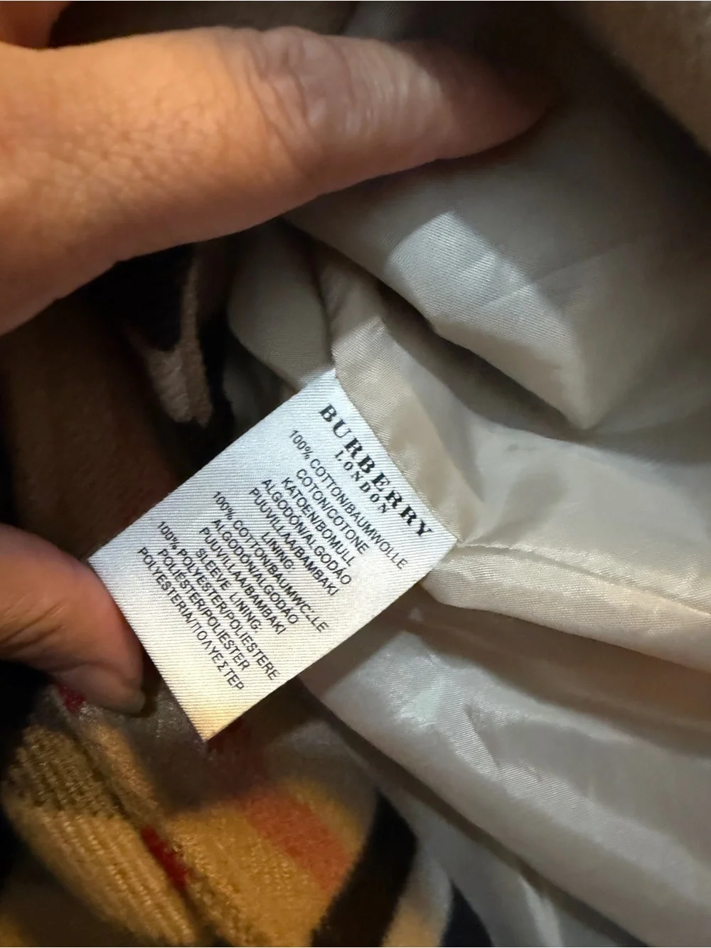 Burberry Tan Plaid Double-Breasted Trench Jacket - Picture 4 of 4